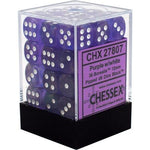 Chessex 36 12mm D6 Dice Block Borealis Purple w/White 27807