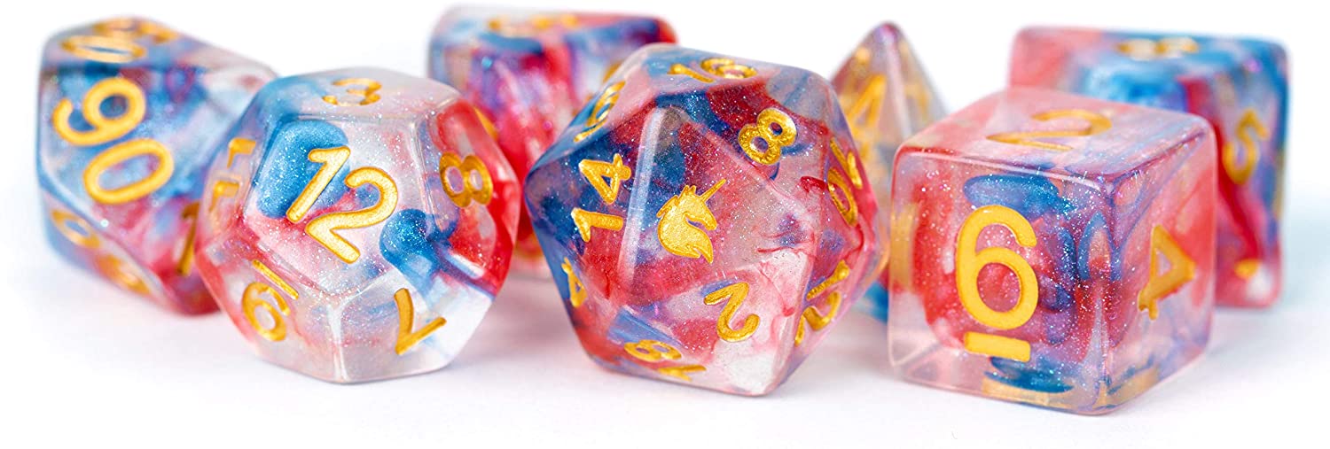 Unicorn Resin 16mm Polyhedral Dice Set: Cosmic Carnival (7)