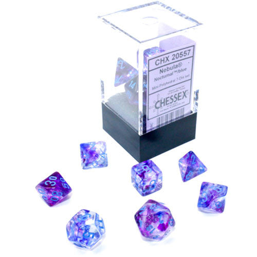 Nebula: Mini-Polyhedral Nocturnal/blue Luminary 7-Die Set