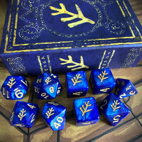 Elder Dice: Elder Sign Polyhedral Set - Blue Aether