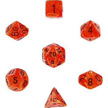 Chessex Polyhedral 7-Die Set Vortex Orange w/black 27433
