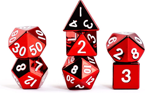 16mm Red Painted Metal Polyhedral Dice Set