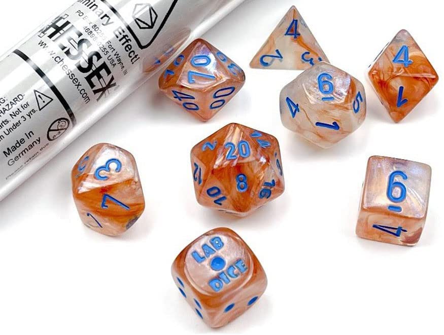 Lab Dice 5 Borealis: Poly Rose Gold/light blue Luminary (7)