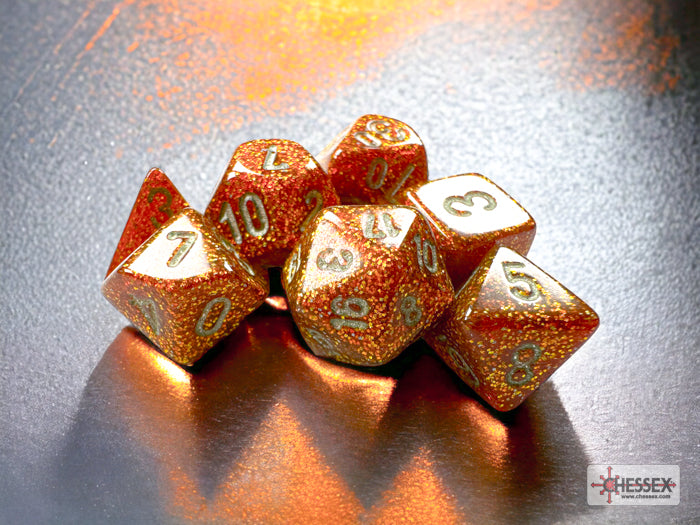 Glitter: Mini-Polyhedral Gold/silver 7-Die Set