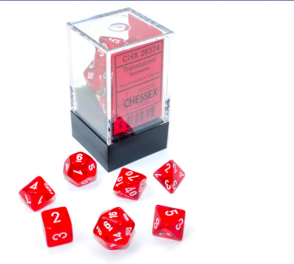 Translucent: Mini-Polyhedral Red/white 7-Die Set