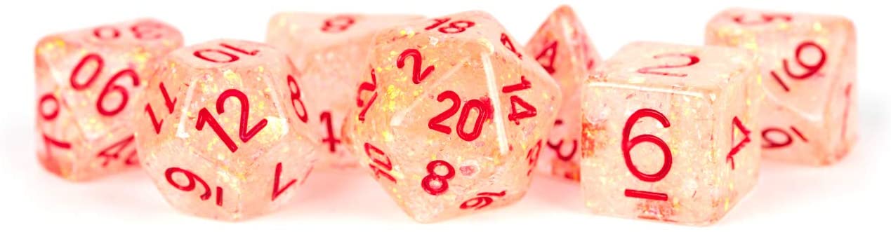 16mm Resin Flash Dice Poly Set: Red (7)