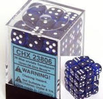 Chessex 36 12mm D6 Dice Block Translucent Blue w/White 23806
