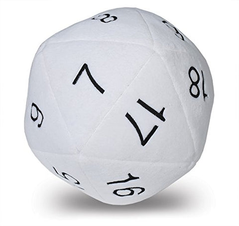 Jumbo D20 Novelty Dice Plush - White with Black