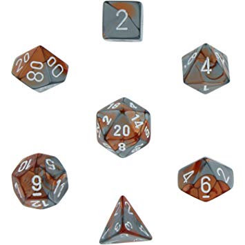 Chessex Gemini Polyhedral 7-Die Set - Copper-Steel with White