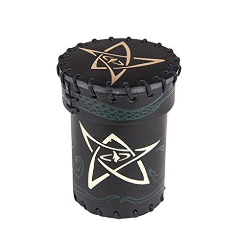 Call of Cthulhu Dice Cup Black/Green with Gold Leather