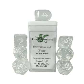 7ct Dice Set with Arch'D4: Translucent Clear