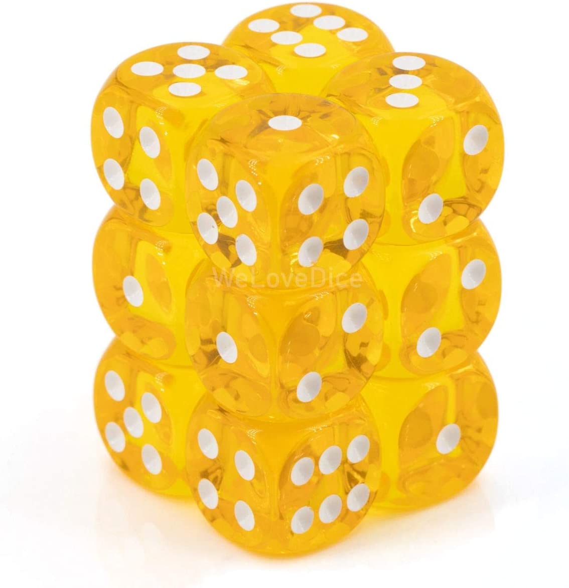 Translucent: 16mm D6 Yellow/White (12)