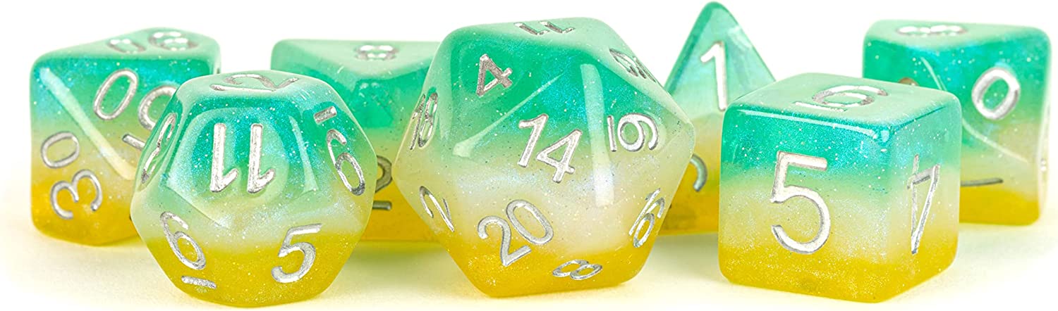 16mm Resin Poly Dice Set: Layered Stardust Tropics (7)