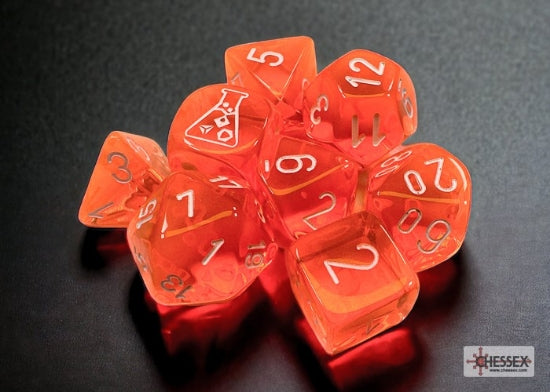 7-Die Set Translucent: Neon Orange/White