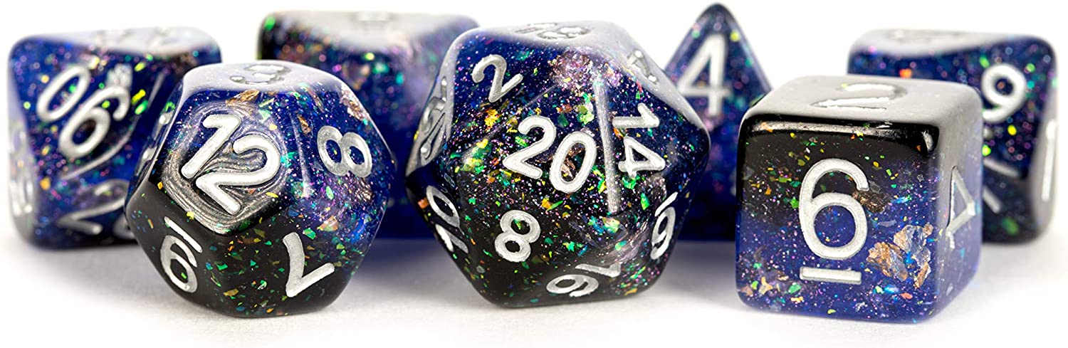 16mm Eternal Resin Polyhedral Dice Set: Blue/Black (7)