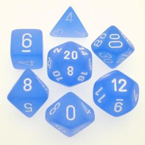 Chessex Polyhedral 7-Die Set Frosted Blue w/White 27406