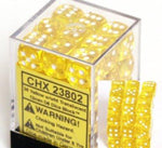 Chessex 36 12mm D6 Dice Block Translucent Yellow w/White 23802