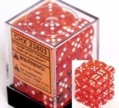 Chessex 36 12mm D6 Dice Block Translucent Orange w/White 23803