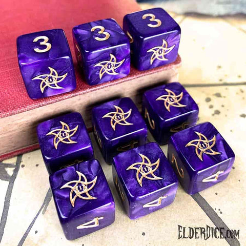 Elder Dice (D6 Tube): Astral Elder Sign - Mystic Purple
