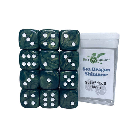 18mm D6 Pips: Seadragon Shimmer 12ct Dice Set