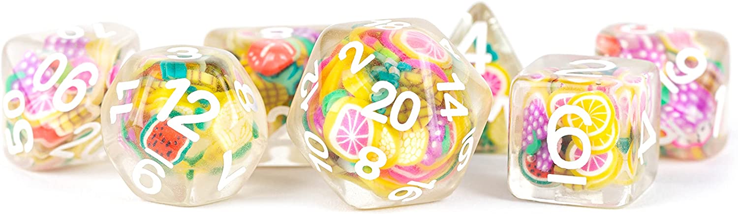 16mm Resin Poly Dice Set: Fruit Dice (7)