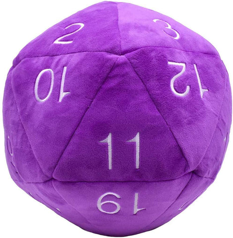 Jumbo D20 Novelty Dice Plush: Purple with White Numbering