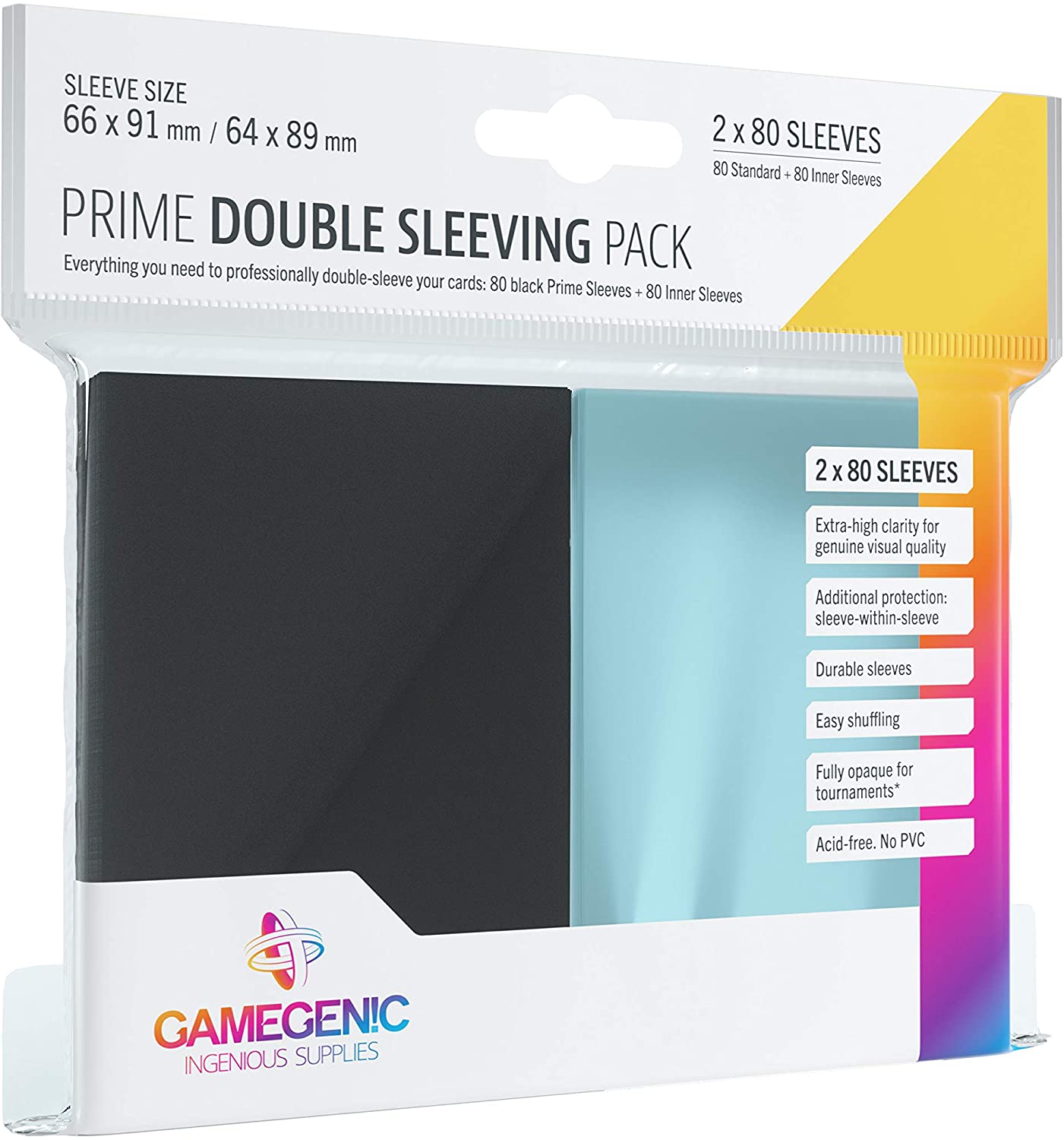 GameGenic Prime Double Sleeving Pack - Black (2 x 80)