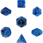 Chessex Polyhedral 7-Die Set Vortex Blue w/Gold 27436