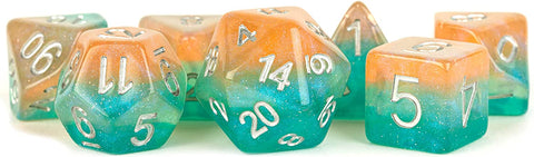 16mm Resin Poly Dice Set: Layered Stardust Sunset (7)