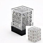 Chessex 36 12mm D6 Dice Block Frosted Clear w/Black 27801