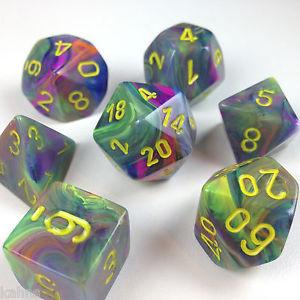 Chessex Polyhedral 7-Die Set Festive Rio w/Yellow 27449